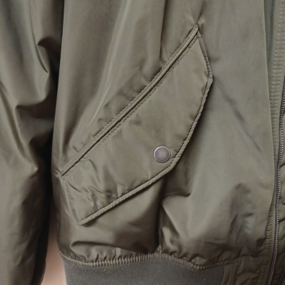 Olive Bomber Jacket | Size Large | Old Navy | Orange Lining - Picture 5 of 8